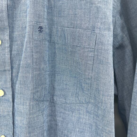 IZOD Button-Up Shirt Men's XL Blue Long Sleeve Collared Preppy 100% Cotton - Picture 3 of 8